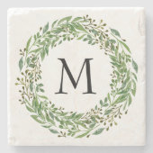 Custom Classic Green Laurel Wreath Leaf Muster Steinuntersetzer (Vorderseite)