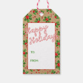 Custom Classic Holiday Green Holly Red Berries Geschenkanhänger (Vorderseite)