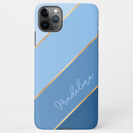 Custom Classic Light Medium Dark Blue Art Streifen iPhone Hülle (Rückseite)