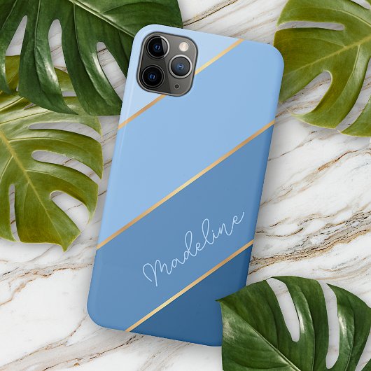 Custom Classic Light Medium Dark Blue Art Streifen iPhone Hülle
