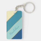 Custom Classic Niedlich Blue Aquamarin Green Yello Schlüsselanhänger (Rückseite)