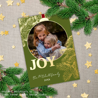 Custom Classic Pine Tree Needles Gold Folien Feiertagskarte