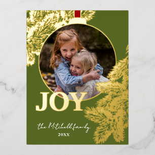 Custom Classic Pine Tree Needles Gold Folien Feiertagspostkarte