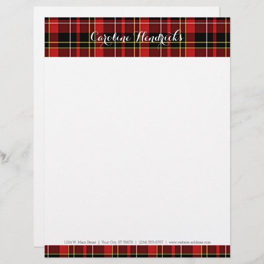 Custom Classic Red Black Yellow White Tartan Briefbogen (Vorne/Hinten)