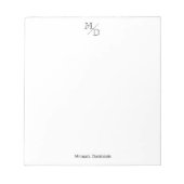 Custom Classic Simple Modern Elegante Monogram Nam Notizblock (Vorderseite)