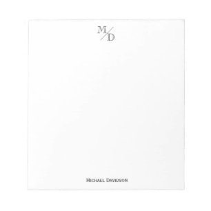 Custom Classic Simple Modern Elegante Monogram Nam Notizblock