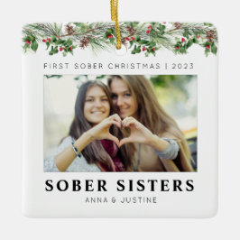 Custom Classic Sober Sisters Besties Weihnachten Keramikornament
