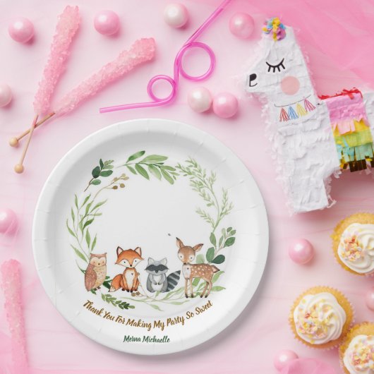  custom classic woodland animals design  pappteller (Party)