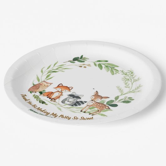  custom classic woodland animals design  pappteller (Schrägansicht)