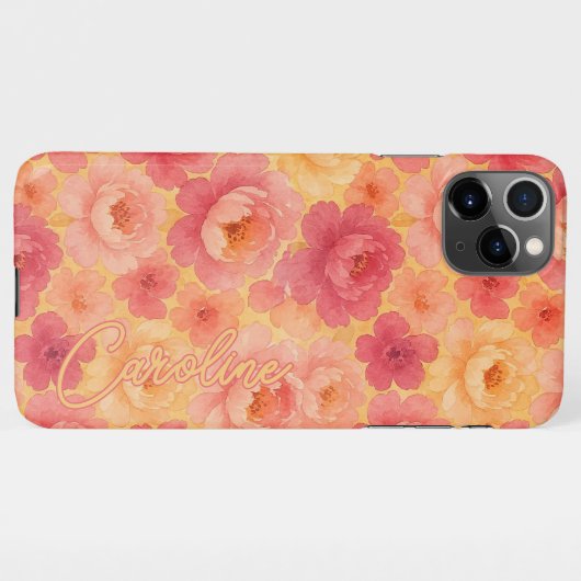 Custom Classy Peony Blume Wasserfarben Art Muster iPhone Hülle (Rückseite (Horizontal))
