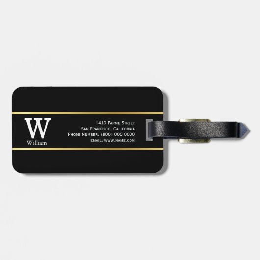 Custom Classy Travel Black Gepäckanhänger (Rückseite horizontal)