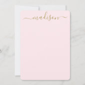 Custom Clean Blush Pink & Gold Typografie Script Mitteilungskarte (Vorderseite)