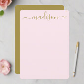 Custom Clean Blush Pink & Gold Typografie Script Mitteilungskarte