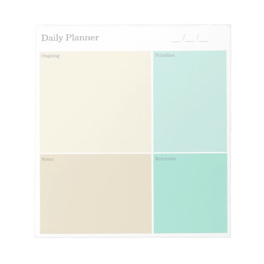 Custom Clean Minimalist Beige Grey Aqua Blue Daily Notizblock (Vorderseite)
