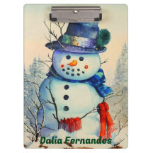 Custom Clipboard Watercolor Snowman