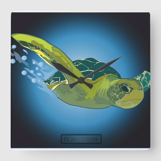 CUSTOM CLOCK- MEERKALTE QUADRATISCHE WANDUHR (Vorderseite)