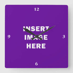 Custom Clock Template White Calligraphy Numbers Quadratische Wanduhr