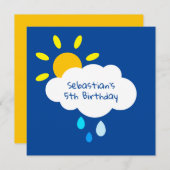 Custom Cloud, Sun & Raindrops Geburtstag einladen (Vorne/Hinten)