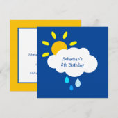 Custom Cloud, Sun & Raindrops Geburtstag einladen (Vorne/Hinten)