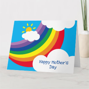 Custom Clouds, Sunshine & Rainbow Mother Day Car Karte