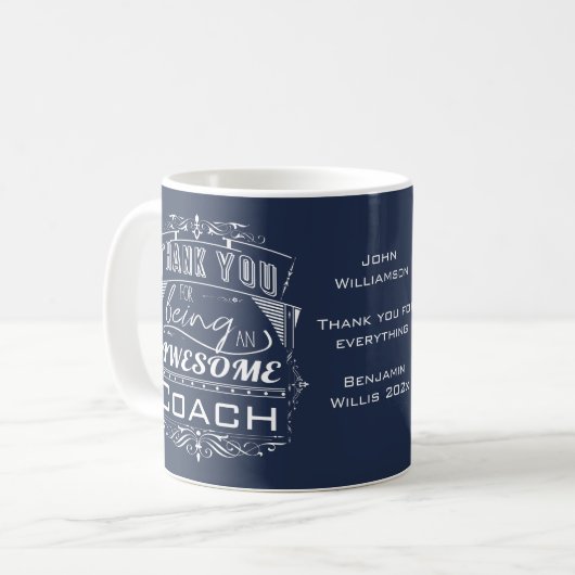 Custom Coach Vielen Dank für Ihre Wertschätzung Kaffeetasse (Vorderseite Links)