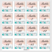 Custom Coastal Beach Hochzeiten Tischnummern Aufkleber (Blatt)