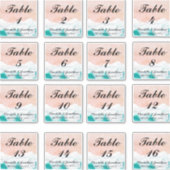 Custom Coastal Beach Hochzeiten Tischnummern Aufkleber (Vorderseite)