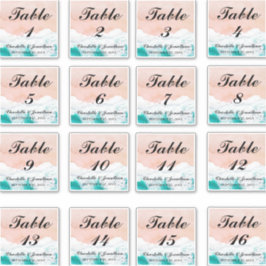 Custom Coastal Beach Hochzeiten Tischnummern Aufkleber