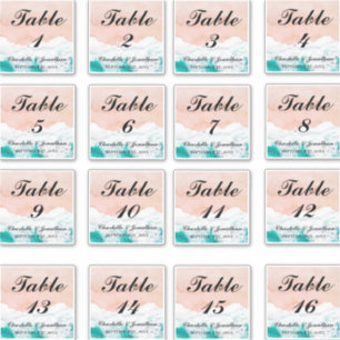Custom Coastal Beach Hochzeiten Tischnummern Aufkleber