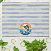 Custom Coastal/nautical/beach marlin sunset Geschirrtuch (Gefaltet)