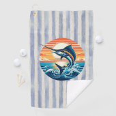 Custom Coastal/nautical/beach marlin sunset Golfhandtuch (Insitu)