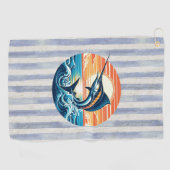 Custom Coastal/nautical/beach marlin sunset Golfhandtuch (Horizontal)