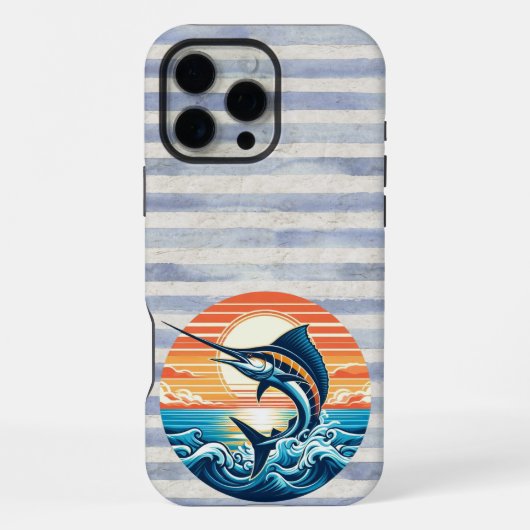 Custom Coastal/nautical/beach marlin sunset iPhone Hülle (Rückseite)