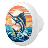 Custom Coastal/nautical/beach marlin sunset Keramikknauf (Rechts)