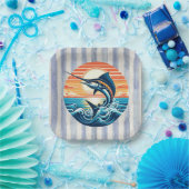 Custom Coastal/nautical/beach marlin sunset Pappteller (Party)