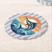 Custom Coastal/nautical/beach marlin sunset Untersetzer (angewinkelt)
