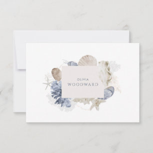 Custom Coastal Watercolor Coral Seashells Mitteilungskarte
