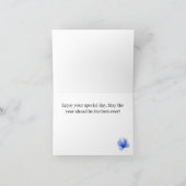 Custom Cobalt Blue Tropical Blätter Happy Birthday Karte (Innenseite)