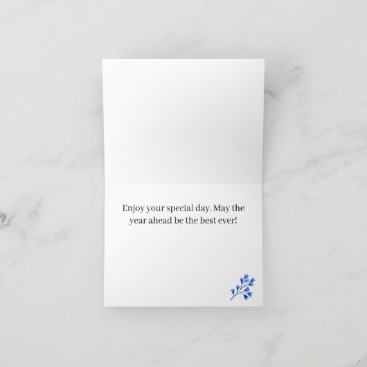 Custom Cobalt Blue Tropical Orchids Happy Birthday Karte (Innenseite)