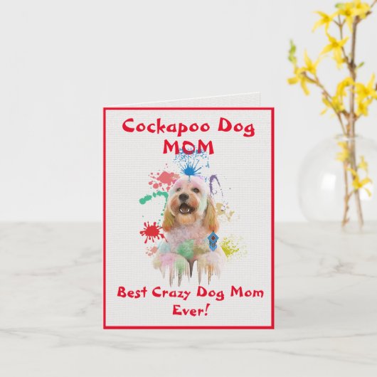 Custom Cockapoo Mama Dog Bester Crazy Dog Digitale Karte (Gelbe Blume)