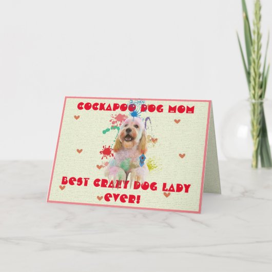 Custom Cockapoo Mama Hund Beste verrückte Dog Lade Dankeskarte (Vorderseite)