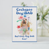 Custom Cockapoo Papa Hund Bester Crazy Dog Vater Dankeskarte (Stehend Vorderseite)