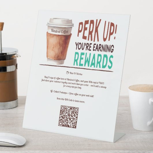 Custom Coffee Café Loyalty Sockelschild (In Situ)