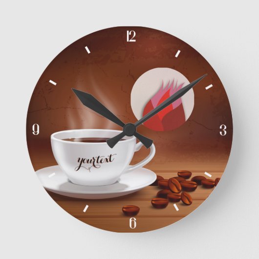 Custom Coffee Clock Cafe Wall Art Personalized Runde Wanduhr (Vorderseite)