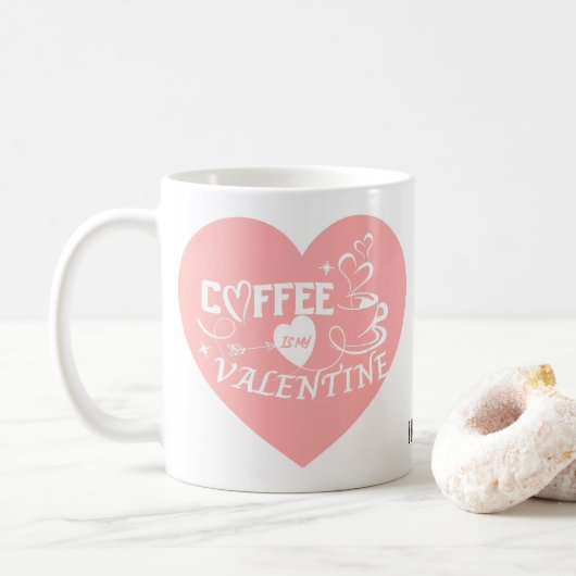 Custom Coffee Lover Pink Heart Arrow Valentine Kaffeetasse (Mit Donut)