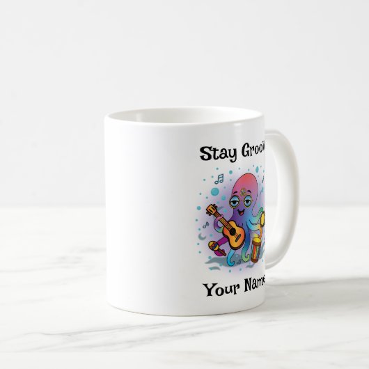Custom Coffee Mug | Retro Octopus | Name & Text Kaffeetasse (VorderseiteRechts)