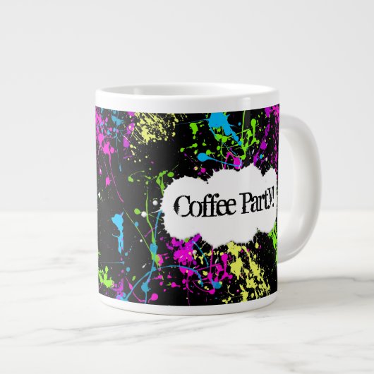 Custom Coffee Party Neon Paint Spritzer Jumbo Tass Jumbo-Tasse (Vorderseite Rechts)