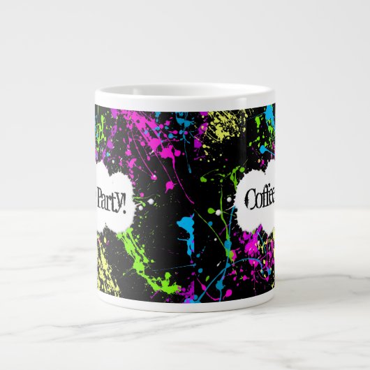 Custom Coffee Party Neon Paint Spritzer Jumbo Tass Jumbo-Tasse (Vorderseite)