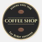 Custom Coffee Shop Black Business Aufkleber (Vorderseite)
