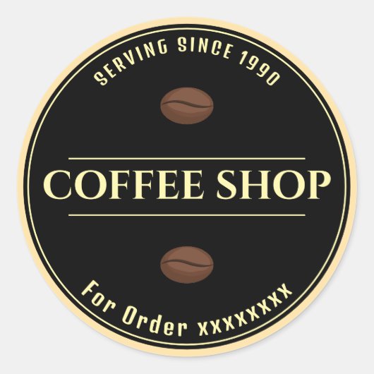 Custom Coffee Shop Black Business Aufkleber (Vorderseite)